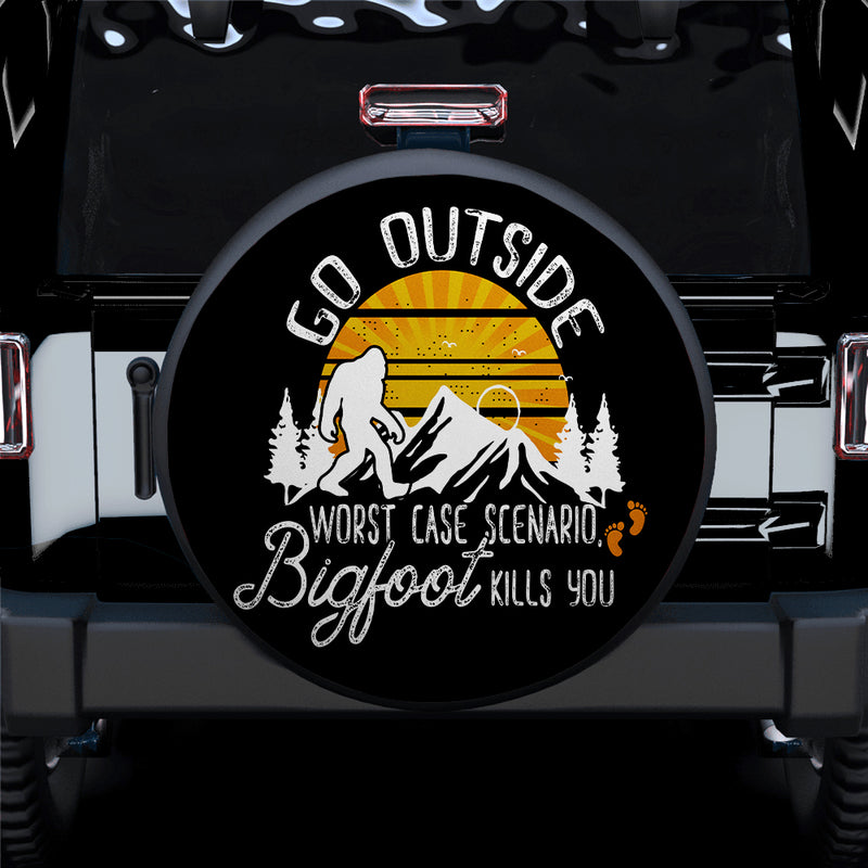 Go Outside Bigfoot Jeep Car Spare Tire Covers Gift For Campers