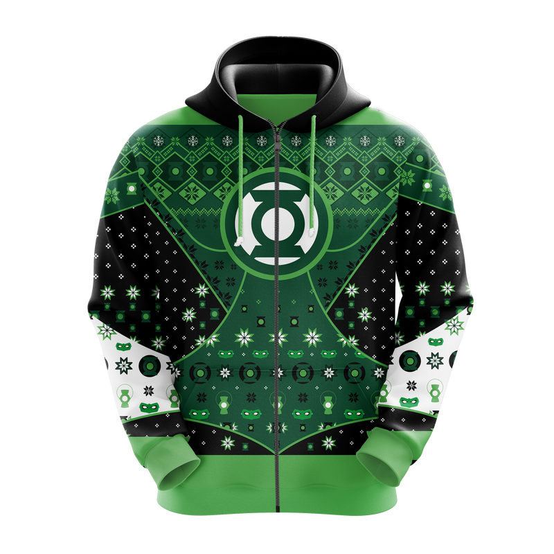 Green Lantern Hoodie Zip Xmas Gift Nearkii