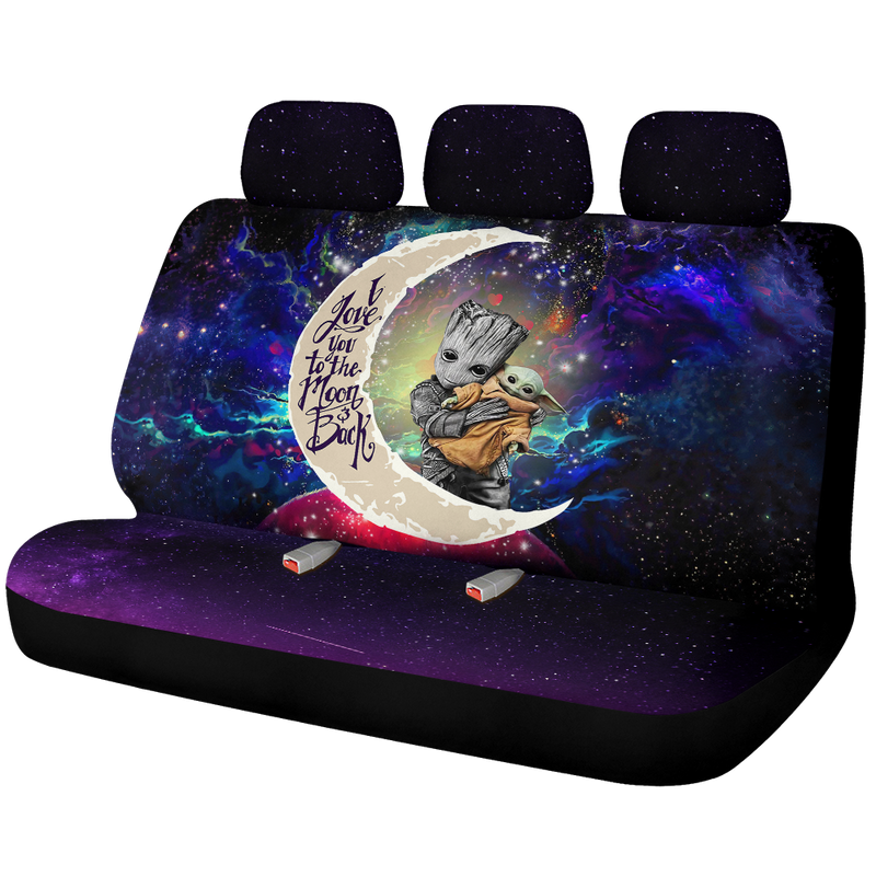 Groot Hold Baby Yoda Love You To The Moon Galaxy Premium Custom Car Back Seat Covers Decor Protectors Nearkii