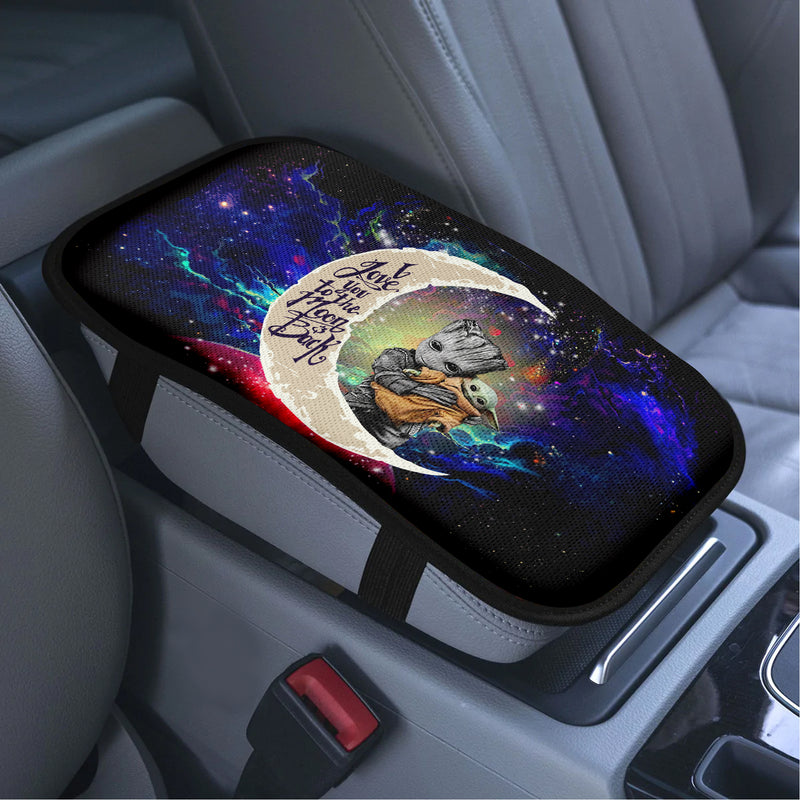 Groot Hold Baby Yoda Love To Moon Back Galaxy Premium Custom Armrest Center Console Cover Car Accessories Nearkii