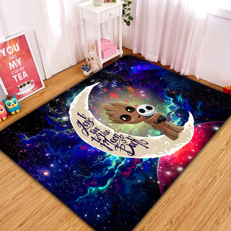 Groot Hold Jack Skelington Love You To The Moon Galaxy Rug Carpet Rug Home Room Decor Nearkii