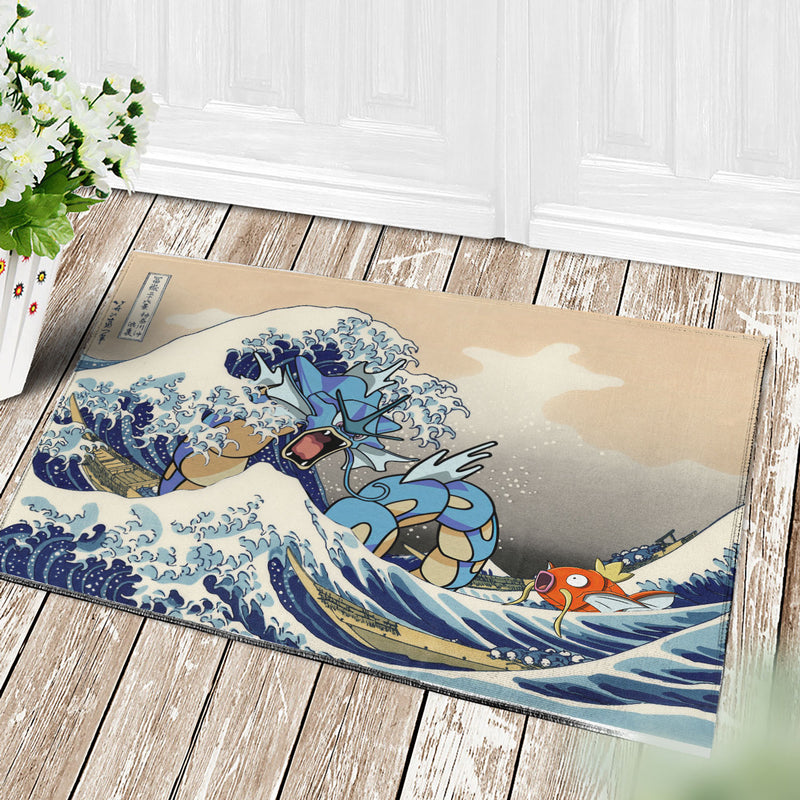 Gyarados Magikarp The Great Wave Japan Pokemon Doormat Home Decor