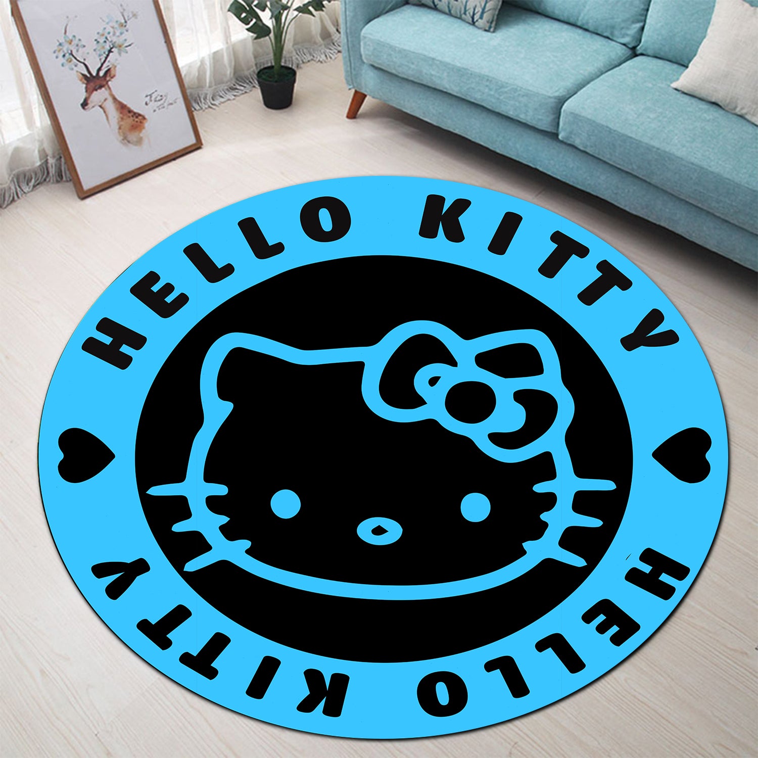 Hello Kitty Blue Round Rug
