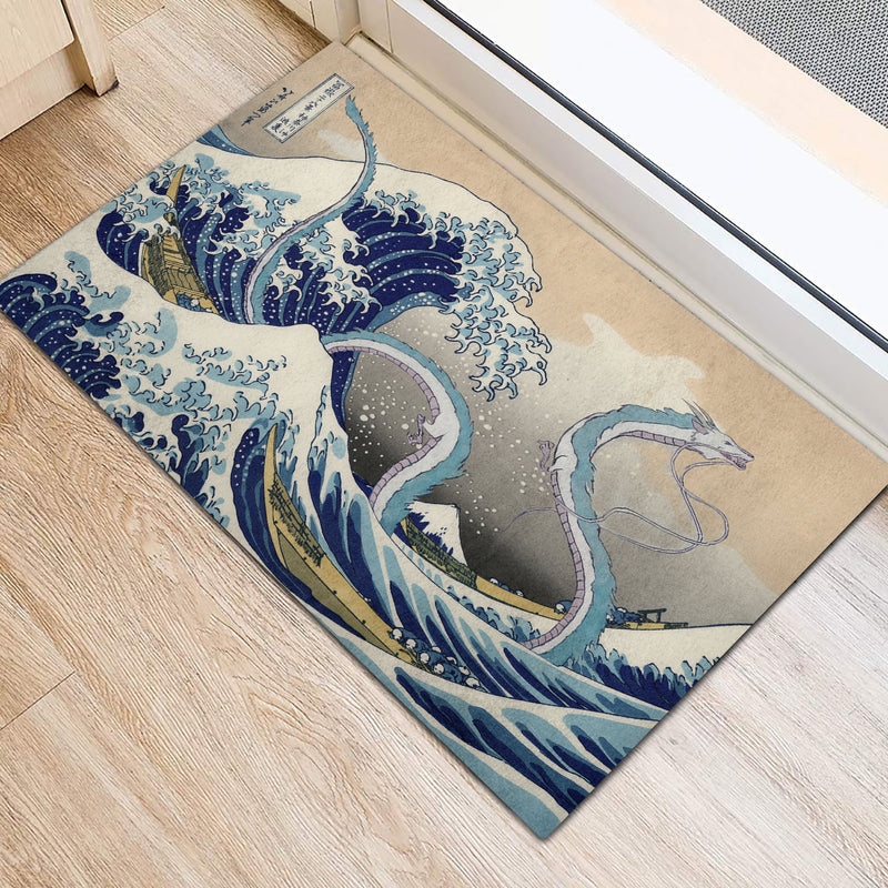 Haku Dragon Ghibli Studio Spirited Away The Great Wave Japan Doormat Home Decor