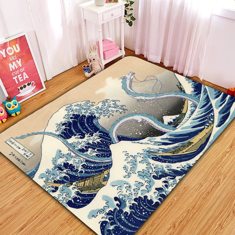 Haku Dragon Ghibli Studio Spirited Away The Great Wave Japan Carpet Rug Home Room Decor