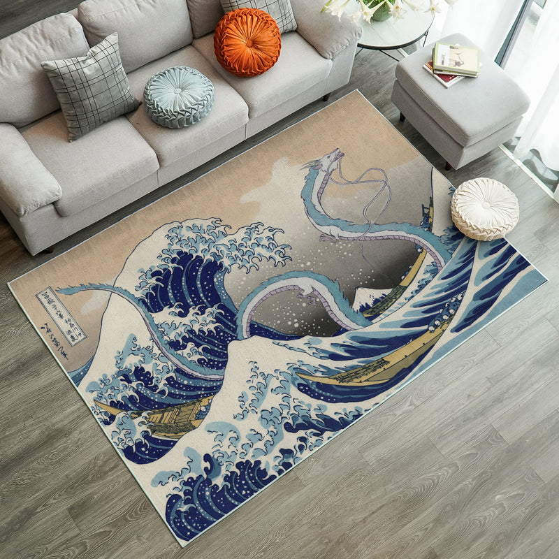 Haku Dragon Ghibli Studio Spirited Away The Great Wave Japan Carpet Rug Home Room Decor