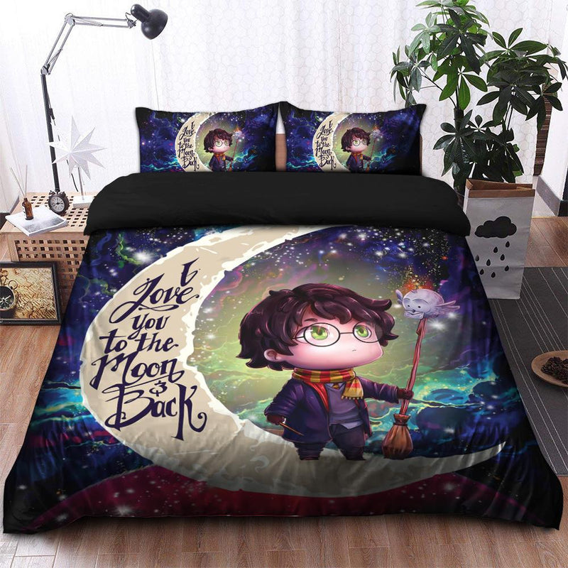 Harry Potter Chibi Love You To The Moon Galaxy Bedding Set Duvet Cover And 2 Pillowcases Nearkii