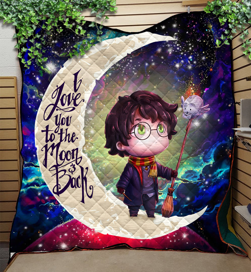 Harry Potter Chibi Love You To The Moon Galaxy Quilt Blanket Nearkii