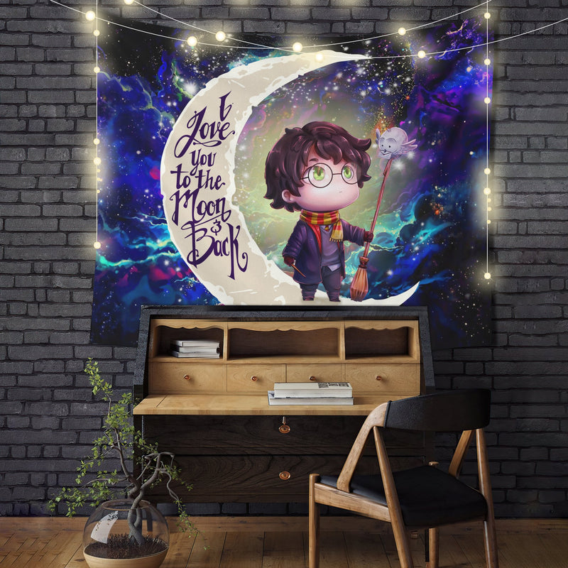 Harry Potter Chibi Love You To The Moon Galaxy Tapestry Room Decor Nearkii