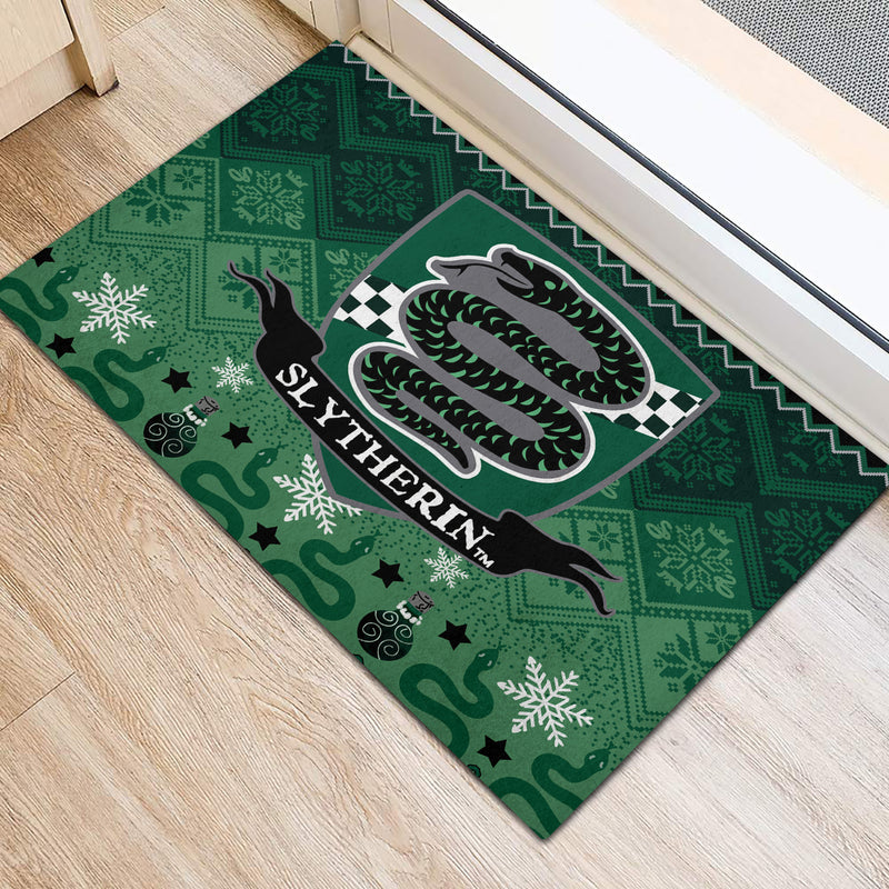 Premium Harry Potter Slytherin Green Christmas Doormat Home Decor Nearkii