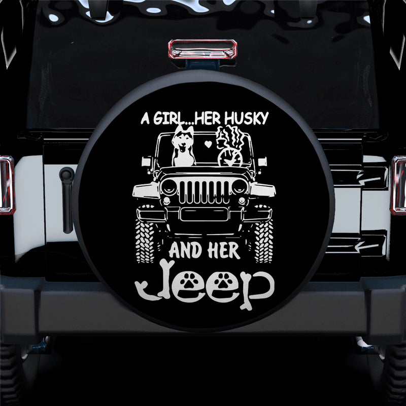 Her Husky And Her Jeep Car Spare Tire Covers Gift For Campers Nearkii