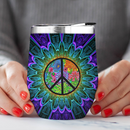 Hippie Rainbow Colorful Sunflower Wine Tumbler Nearkii