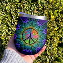 Hippie Rainbow Colorful Sunflower Wine Tumbler Nearkii