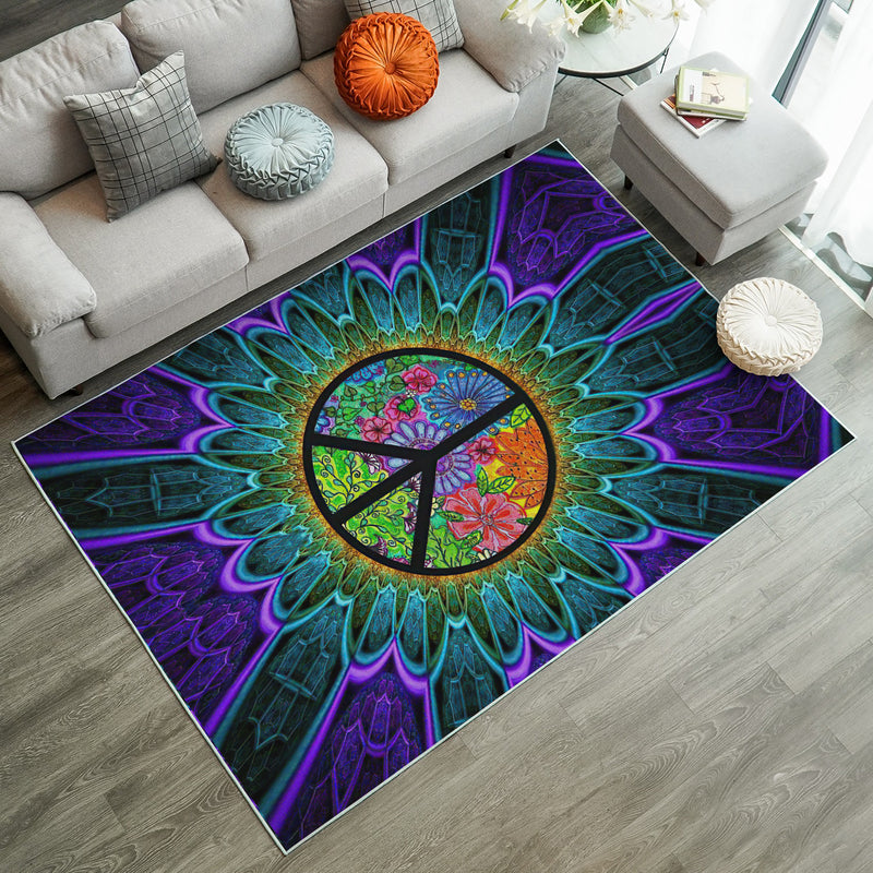Hippie Rainbow Colorful Sunflower Rug Carpet Rug Home Room Decor Nearkii