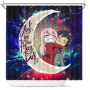 Re Zero Two Darling In The Franxx Anime Couple Love You To The Moon Galaxy Shower Curtain Nearkii