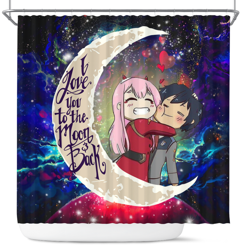 Re Zero Two Darling In The Franxx Anime Couple Love You To The Moon Galaxy Shower Curtain Nearkii