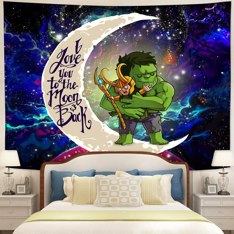 Hulk And Loki Love You To The Moon Galaxy Tapestry Room Decor Nearkii
