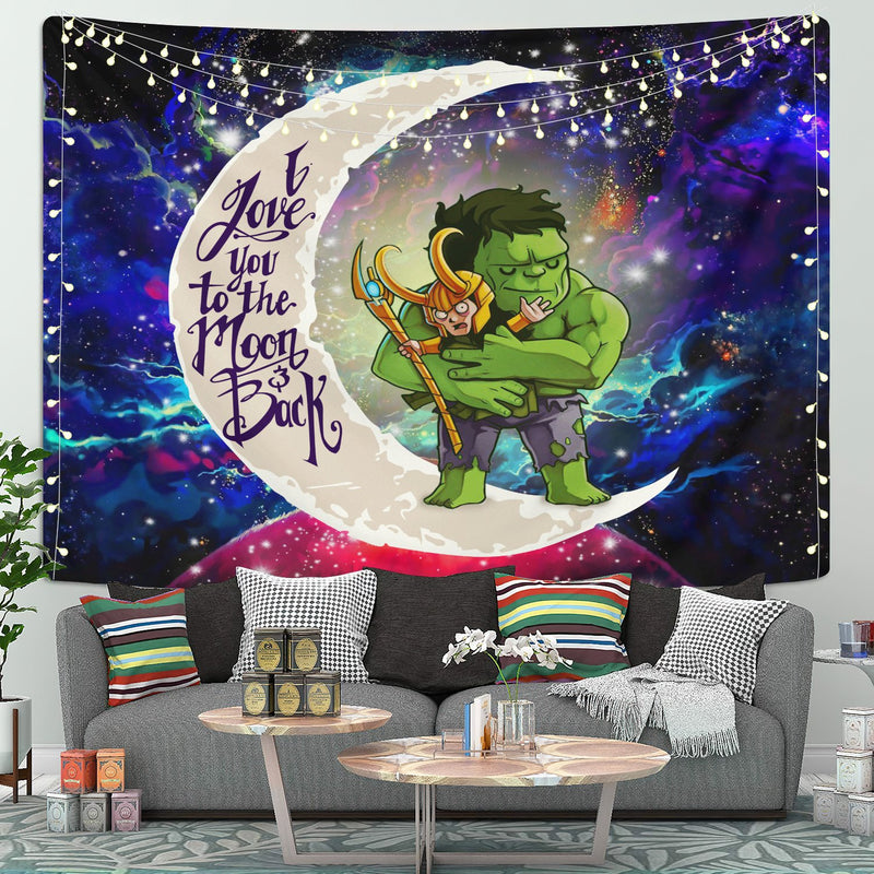 Hulk And Loki Love You To The Moon Galaxy Tapestry Room Decor Nearkii
