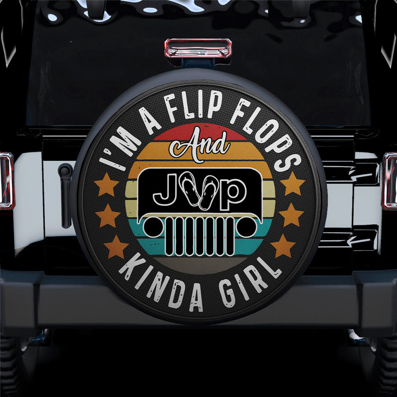 I am Flip Flops And Jeep Kinda Girl Car Spare Tire Covers Gift For Campers Nearkii