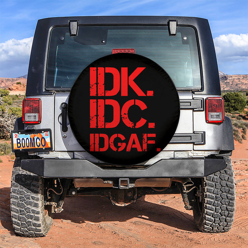 Funny IDK IDC Red Jeep Car Spare Tire Covers Gift For Campers Nearkii