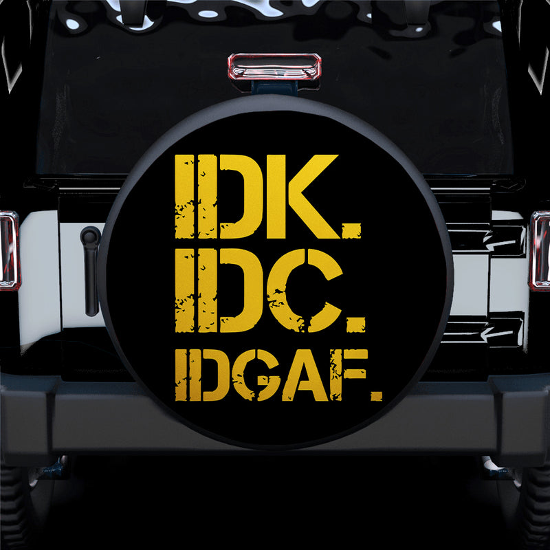 Funny IDK IDC Yellow Jeep Car Spare Tire Covers Gift For Campers Nearkii