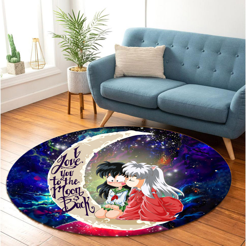 Inuyasha Love You To The Moon Galaxy Round Carpet Rug Bedroom Livingroom Home Decor Nearkii