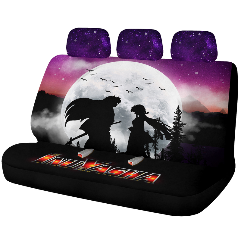 Inuyasha Couple Moon Night Galaxy Car Back Seat Covers Decor Protectors Nearkii