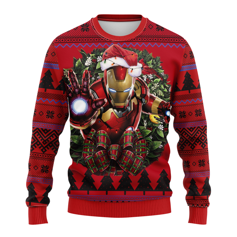 Iron Man Cartoon Noel Mc Ugly Christmas Sweater Thanksgiving Gift Nearkii