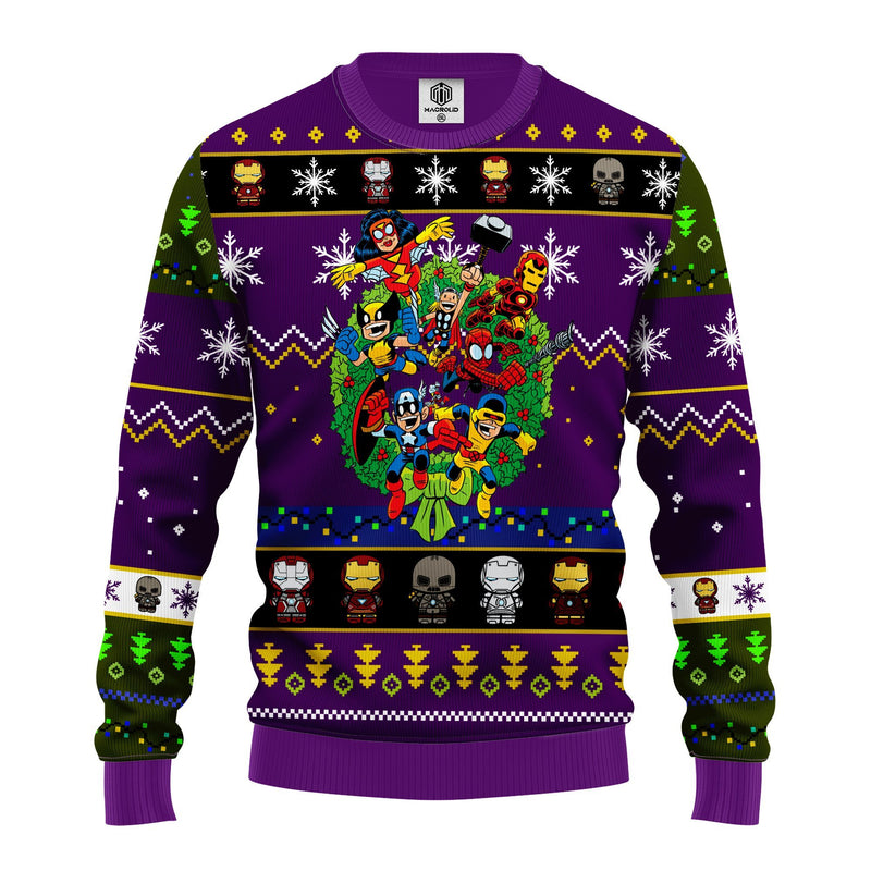 Avengers Ugly Christmas Sweater Purple Amazing Gift Idea Thanksgiving Gift Nearkii