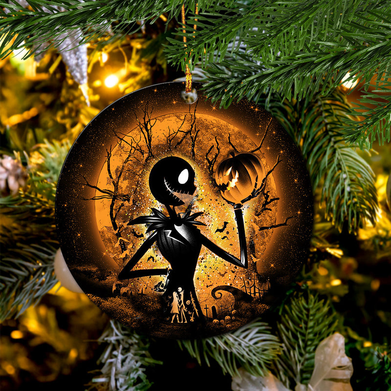 Jack Skellington Nightmare Before Christmas Moonlight Mica Circle Ornament Perfect Gift For Holiday Nearkii