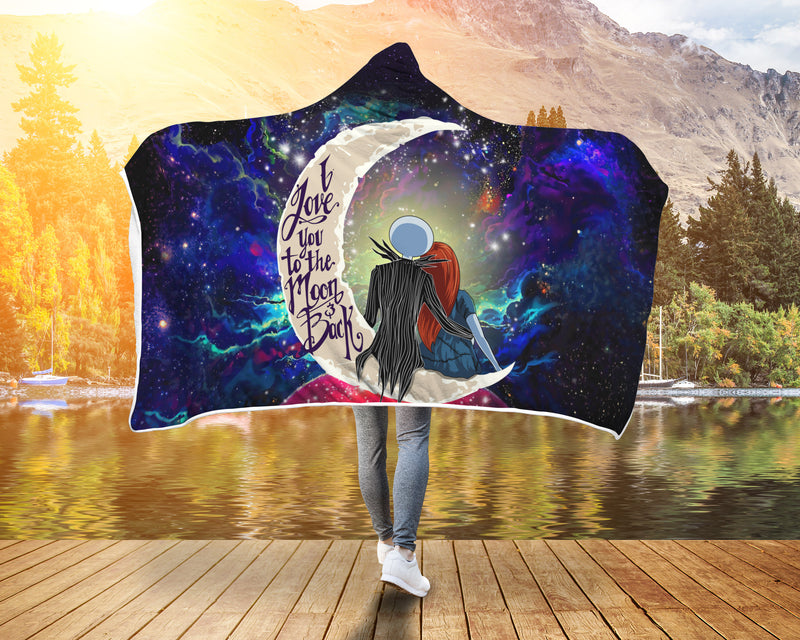 Jack And Sally Nightmare Before Christmas Love You To The Moon Galaxy Economy Hooded Blanket Nearkii