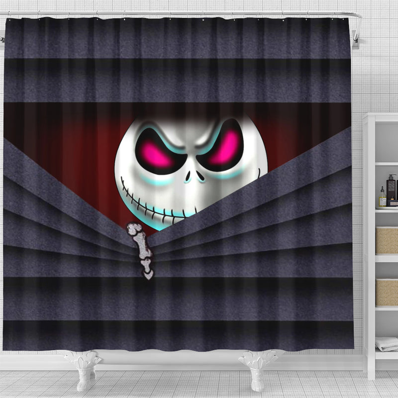 Jack Skellington Nightmare Before Hiding Christmas Shower Curtain Nearkii
