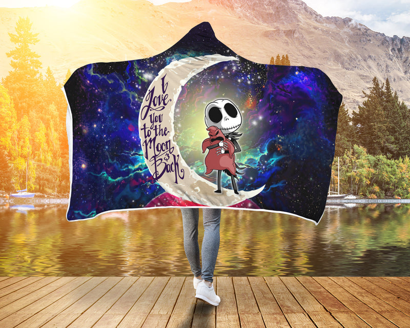 Jack Skellington Nightmare Before Christmas Love You To The Moon Galaxy Economy Hooded Blanket Nearkii