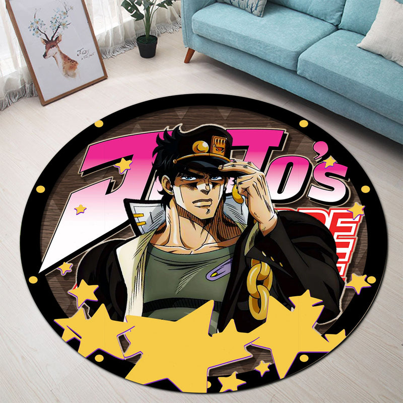 Jojo Bizarre Adventure Jotaro Kujo Round Carpet Rug Bedroom Livingroom Home Decor Nearkii