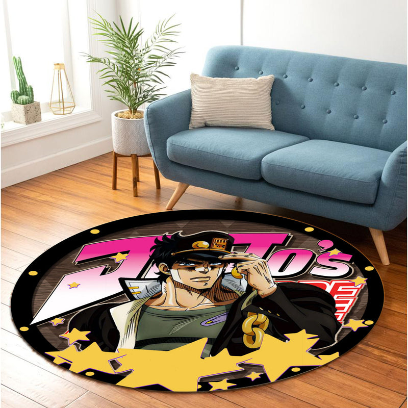 Jojo Bizarre Adventure Jotaro Kujo Round Carpet Rug Bedroom Livingroom Home Decor Nearkii