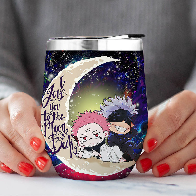 Jujutsu Kaisen Gojo Sakuna Chibi Anime Love You To Moon And Back Premium Wine Tumbler Nearkii