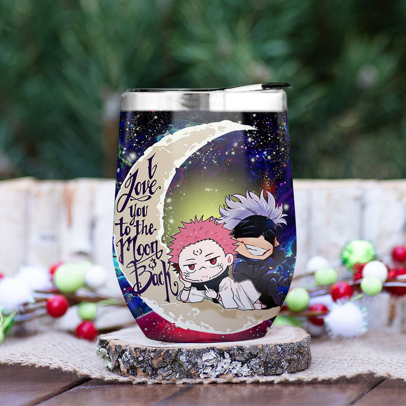 Jujutsu Kaisen Gojo Sakuna Chibi Anime Love You To Moon And Back Premium Wine Tumbler Nearkii