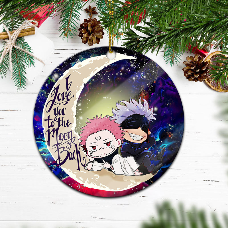 Jujutsu Kaisen Gojo Sakuna Chibi Anime Love You To The Moon Galaxy Mica Circle Ornament Perfect Gift For Holiday Nearkii