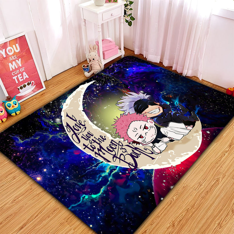 Jujutsu Kaisen Gojo Sakuna Chibi Anime Love You To The Moon Galaxy Carpet Rug Home Room Decor Nearkii