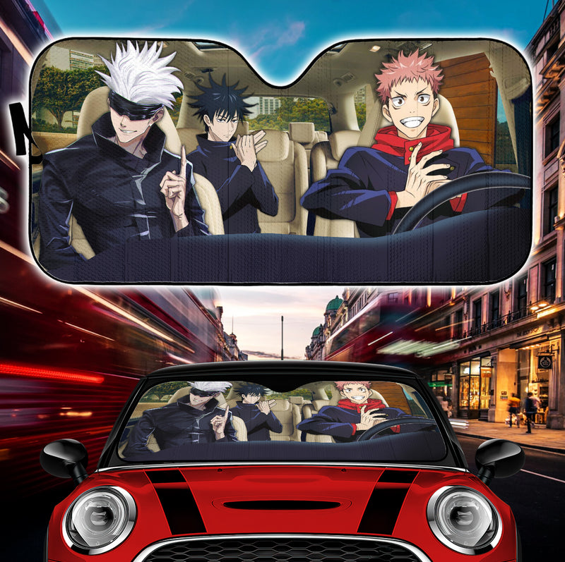 Jujutsu Kaisen Anime Team Driving Gojo Car Auto Sun Shades Windshield Accessories Decor Gift Nearkii