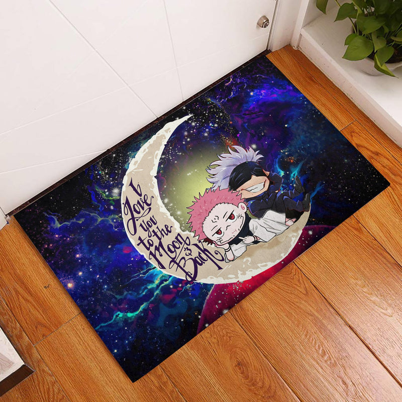 Jujutsu Kaisen Gojo Sakuna Chibi Anime Love You To The Moon Galaxy Back Doormat Home Decor Nearkii