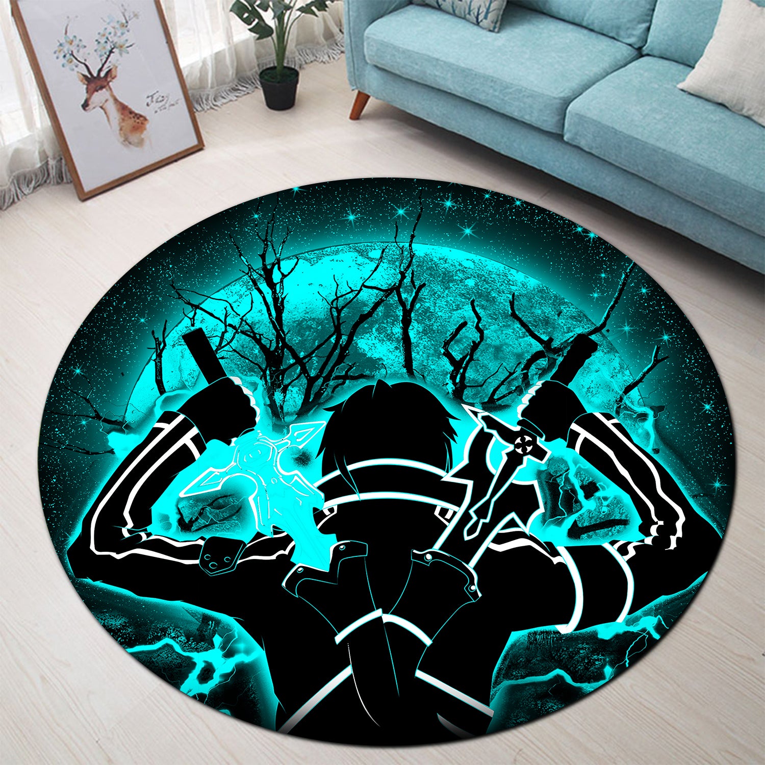 Kirito Sword Art Online SAO Moonlight Round Rug