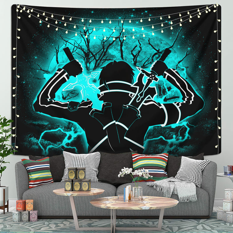 Kirito Sword Art Online SAO Moonlight Tapestry Room Decor Nearkii