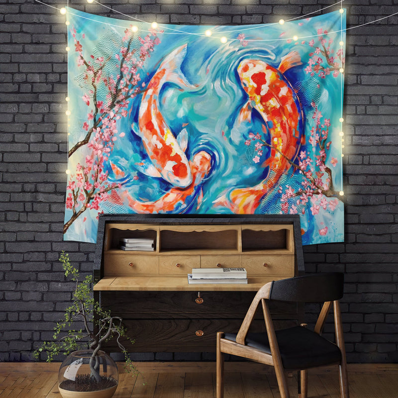 Koi Fish Tapestry Room Decor Nearkii