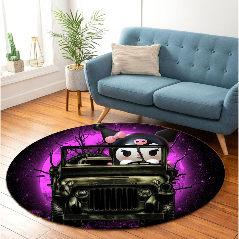 Kuromi Anime Moonlight Halloween Round Carpet Rug Bedroom Livingroom Home Decor Nearkii