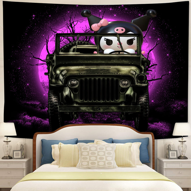 Kuromi Anime Funny Halloween Moonlight Tapestry Room Decor Nearkii