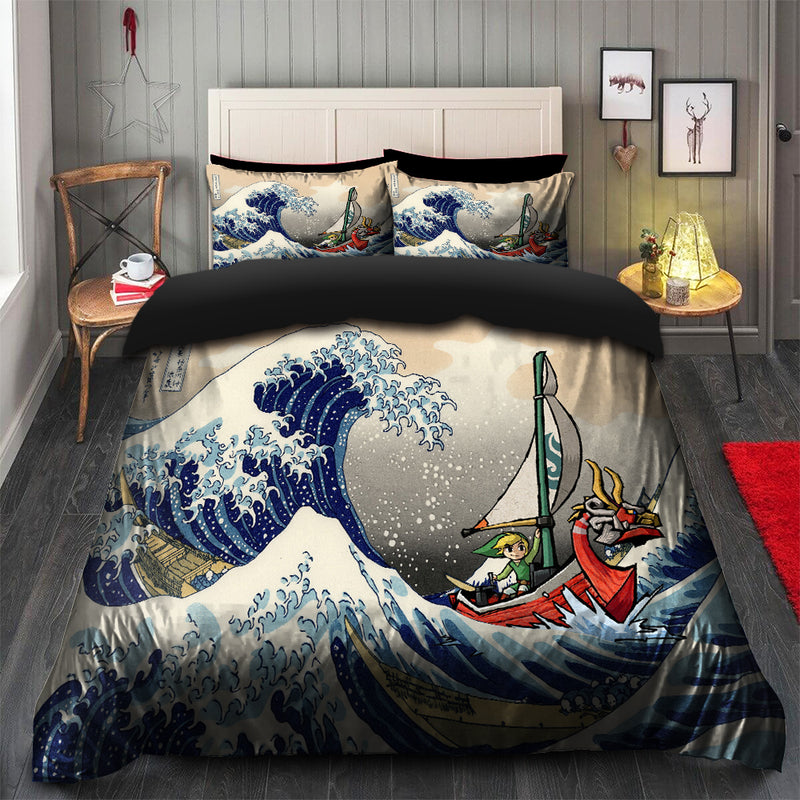 Legend Of Zelda The Great Wave Japan Bedding Set Duvet Cover And 2 Pillowcases