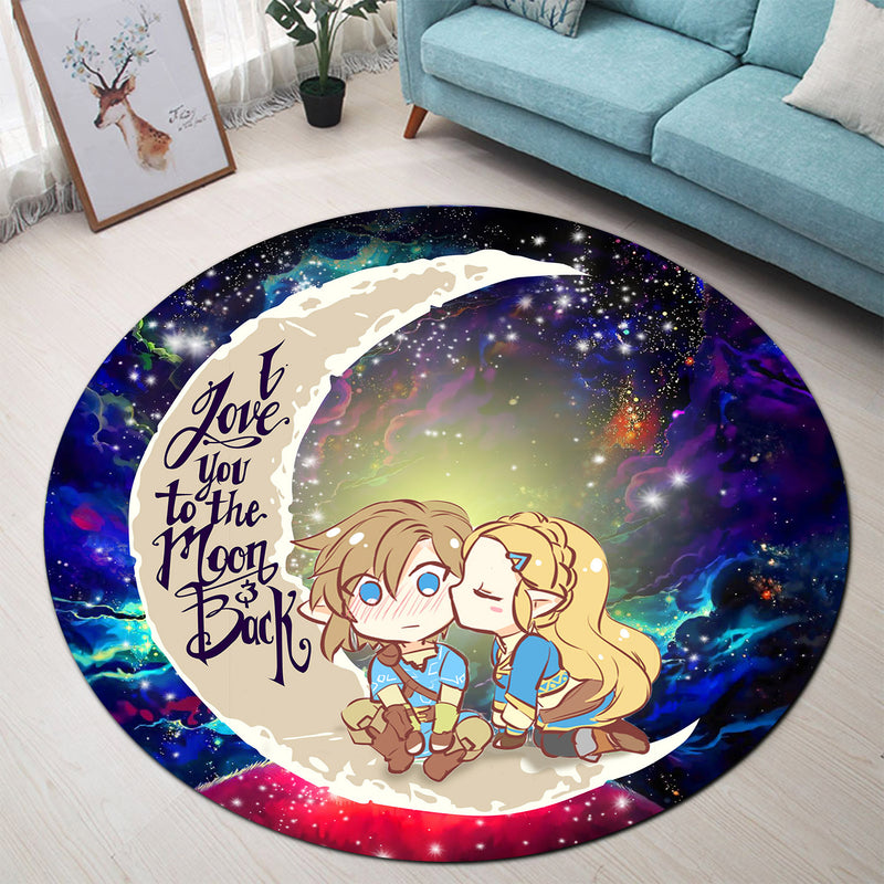 Legend Of Zelda Couple Chibi Couple Love You To The Moon Galaxy Round Carpet Rug Bedroom Livingroom Home Decor Nearkii
