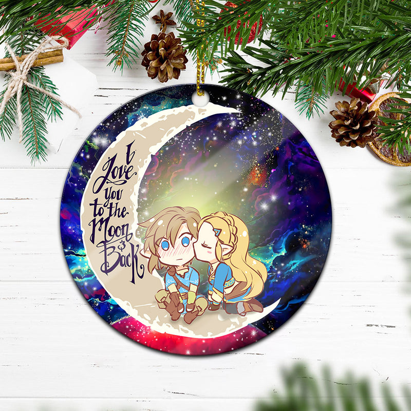 Legend Of Zelda Couple Chibi Couple Love You To The Moon Galaxy Mica Circle Ornament Perfect Gift For Holiday Nearkii