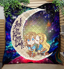 Legend Of Zelda Couple Chibi Couple Love You To The Moon Galaxy Quilt Blanket Nearkii